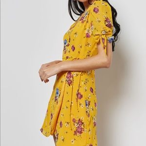Mango floral wrap mini dress mustard women's 2
